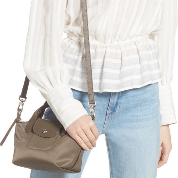BNWT Longchamp Le Pliage Neo Nylon Extra Small Taupe Bag - Picture 3 of 9